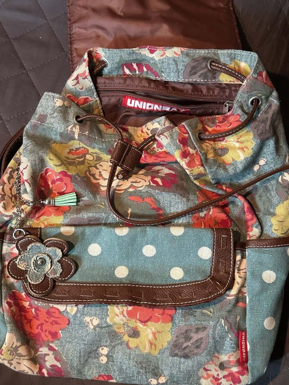 Unionbay Floral Canvas Backpack Multicolor Boho Hippie Festival
